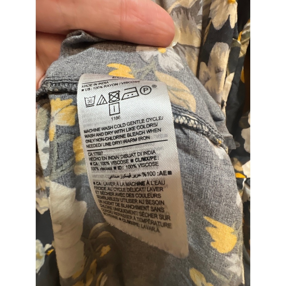 Old Navy Floral‎ Shift Dress Navy Blue Yellow Ruffle Sleeve XS Womens - Picture 8 of 10
